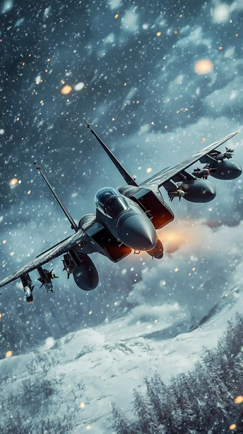 European fighter jet soaring through fluffy clouds in sky