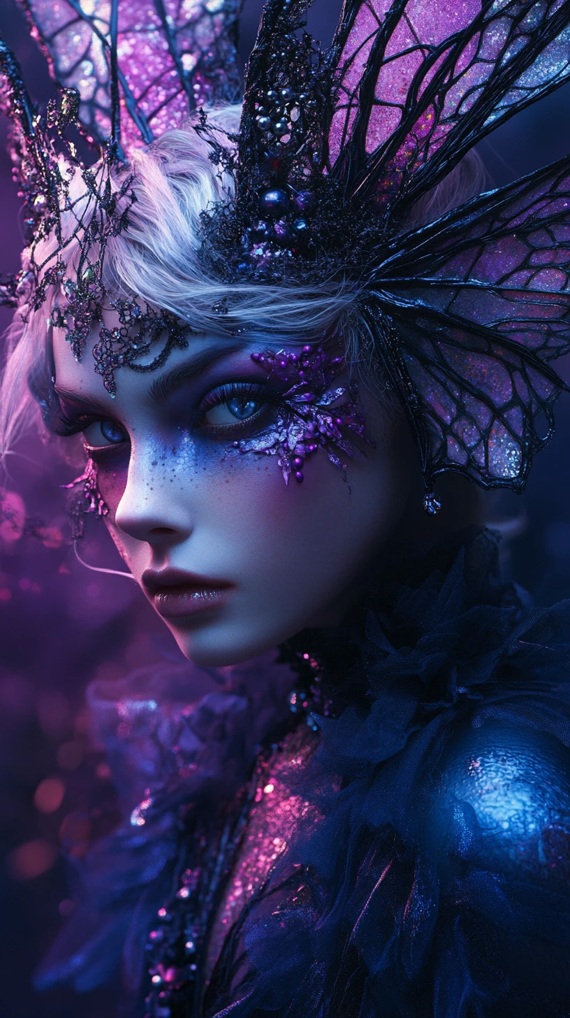 Mystical fairy rising from a twisted dark fantasy realm