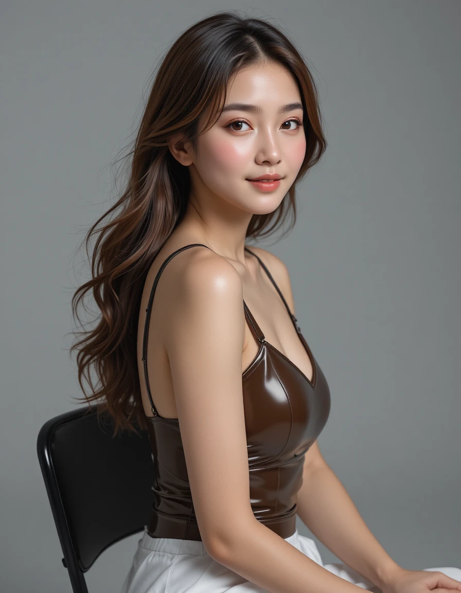 年輕亞洲女性的優雅棚拍人像