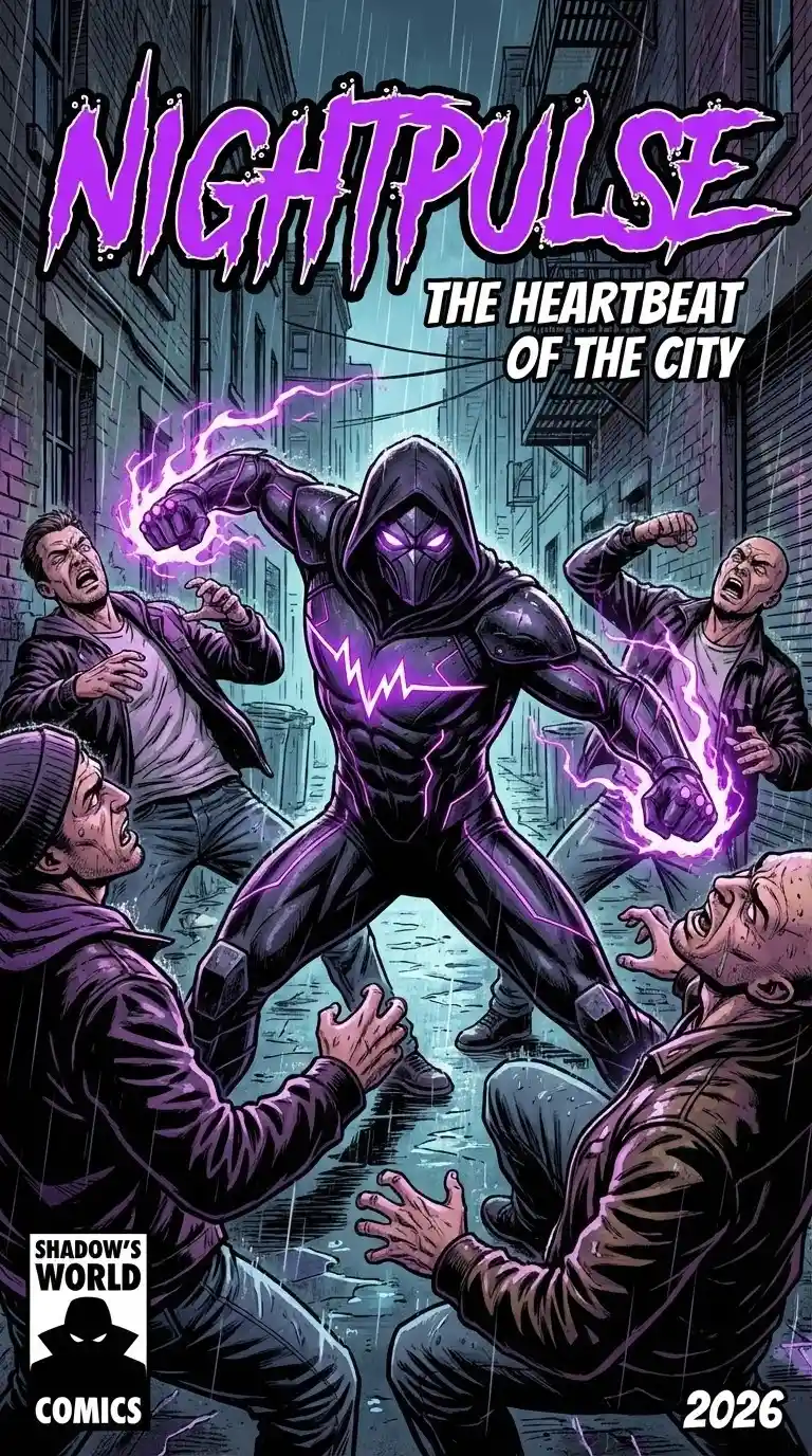 Super-herói vigilante lutando contra criminosos em um beco escuro da cidade