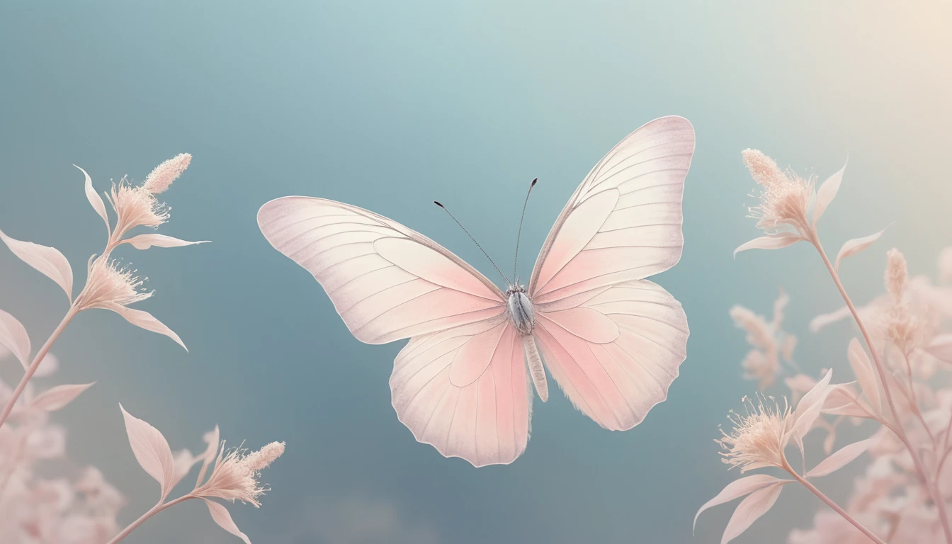 Ätherischer Schmetterling in weicher pastellfarbener Minimalismus-Illustration