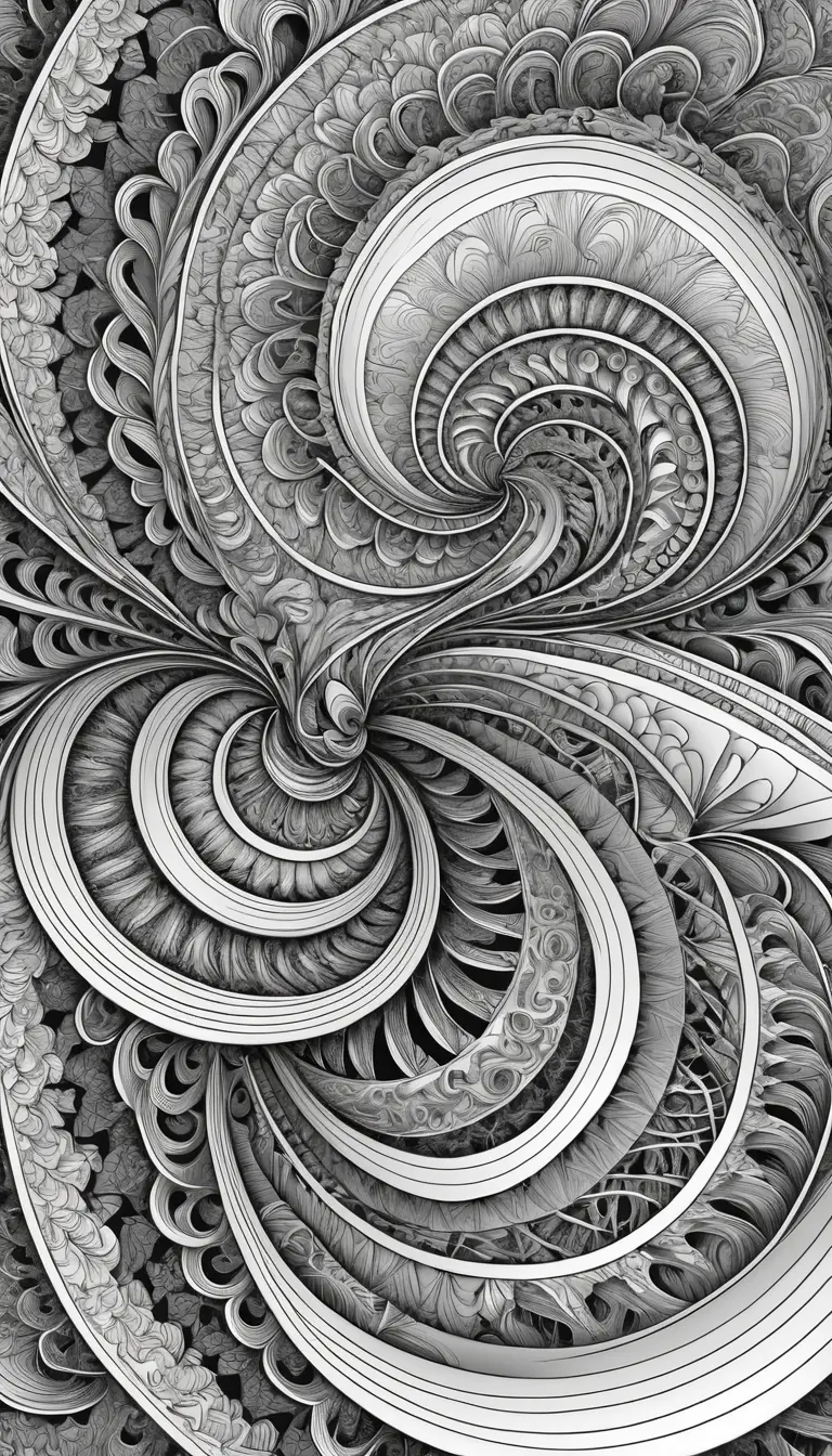 Intricate abstract black and white line art pattern