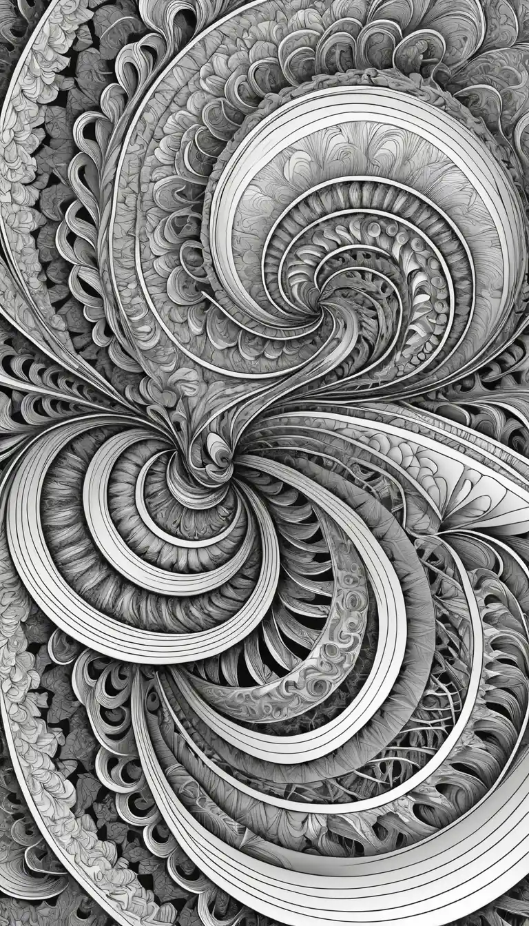 Intrincado patrón de arte lineal abstracto en blanco y negro