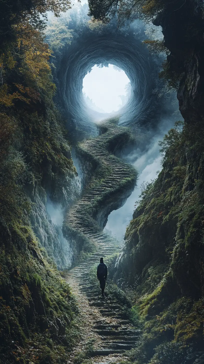 Surreal optical illusion artwork with multiple layered images