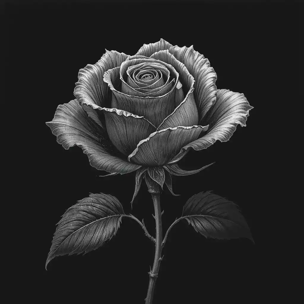 Rosa incisa divisa tra luce d’argento e oscurità
