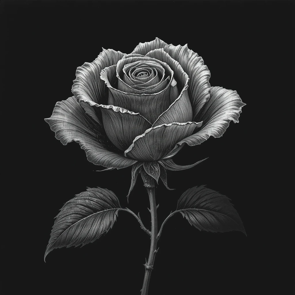 Rosa incisa divisa tra luce d’argento e oscurità