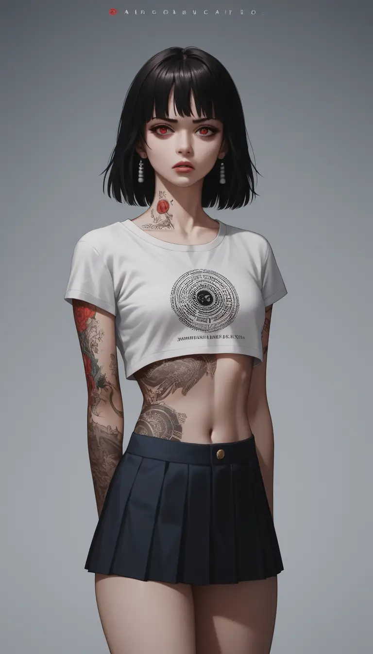 Estudante japonesa com tatuagens em visível angústia emocional