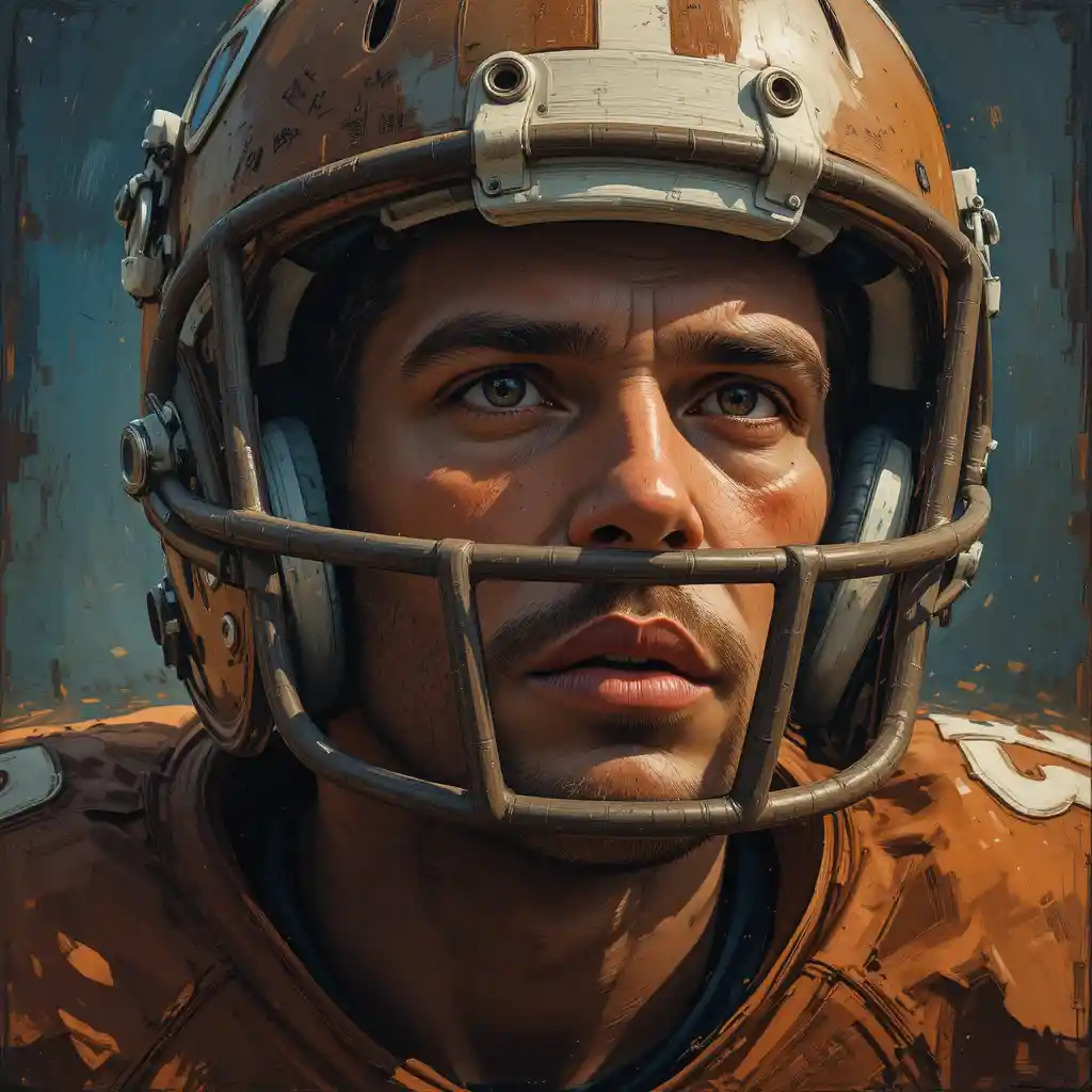 Portrait pictural d’un joueur de football américain avec casque