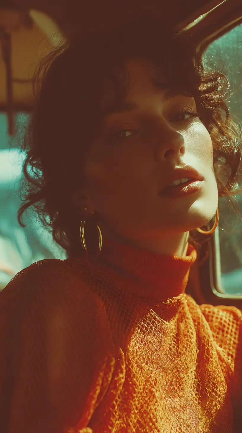 Cinematic vintage fashion portrait in soft studio light