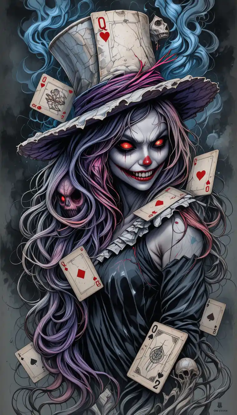 Mujer de fantasía oscura con maquillaje de calavera y ojos brillantes