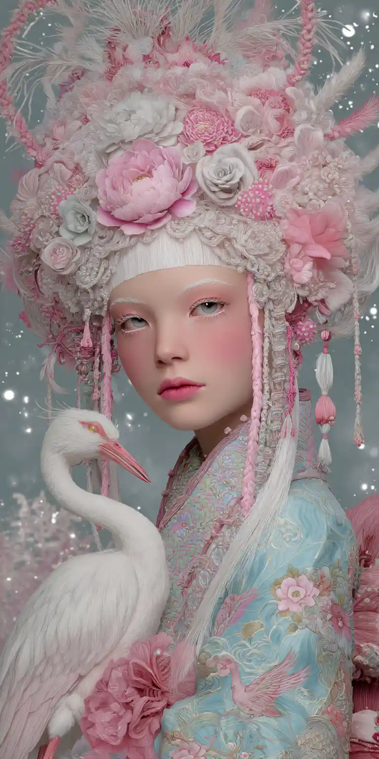 Mystical fantasy woman in dreamy soft focus illustration