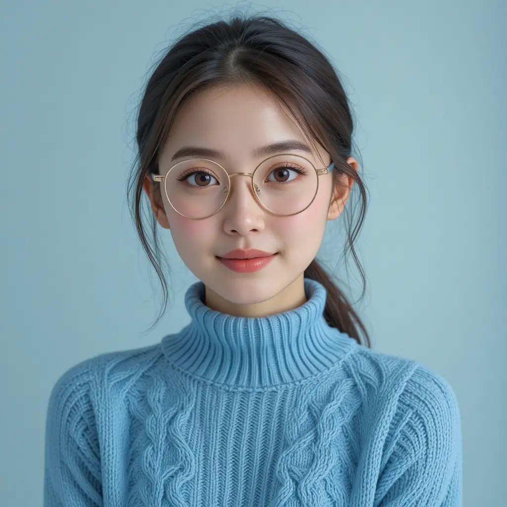 Young woman in glasses with gentle smile portrait