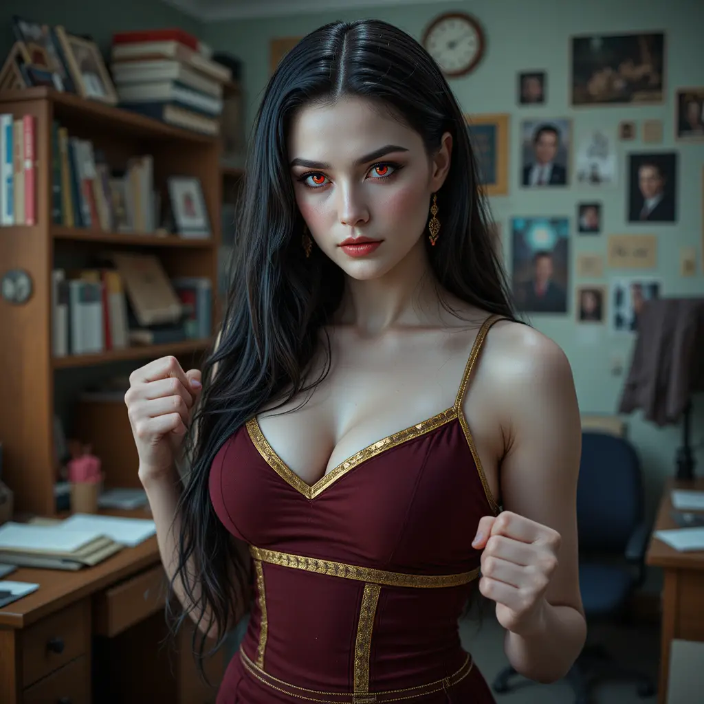 Vampir-Cheerleaderin in einem College-Wohnheimzimmer