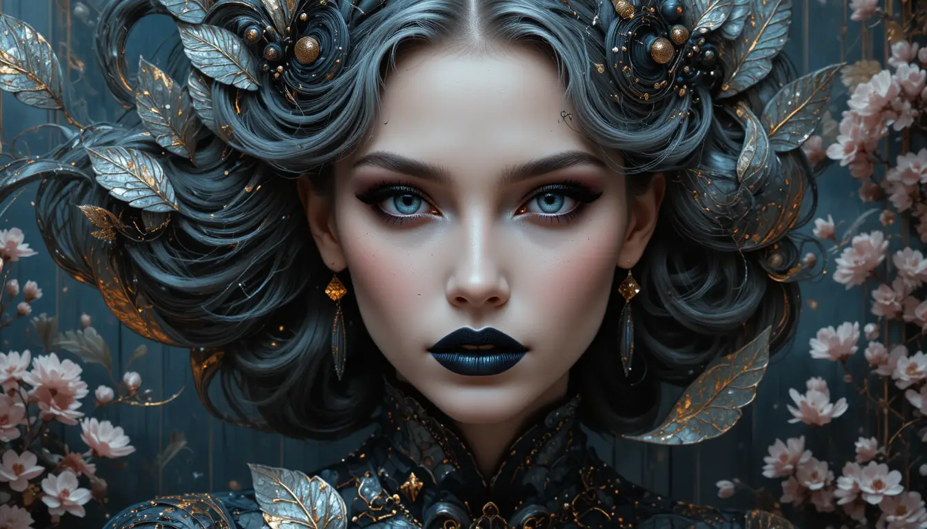 Gothic vampire woman in dramatic shadowed portrait