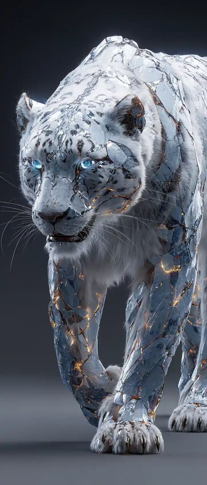 Crystal jaw snow leopard with glowing inner light
