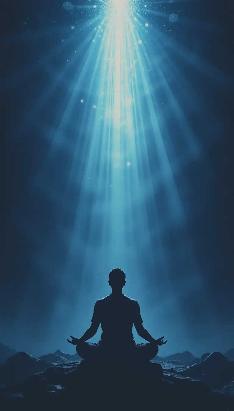 Silhouette Of A Meditating Figure Under Soft Spiritual Light