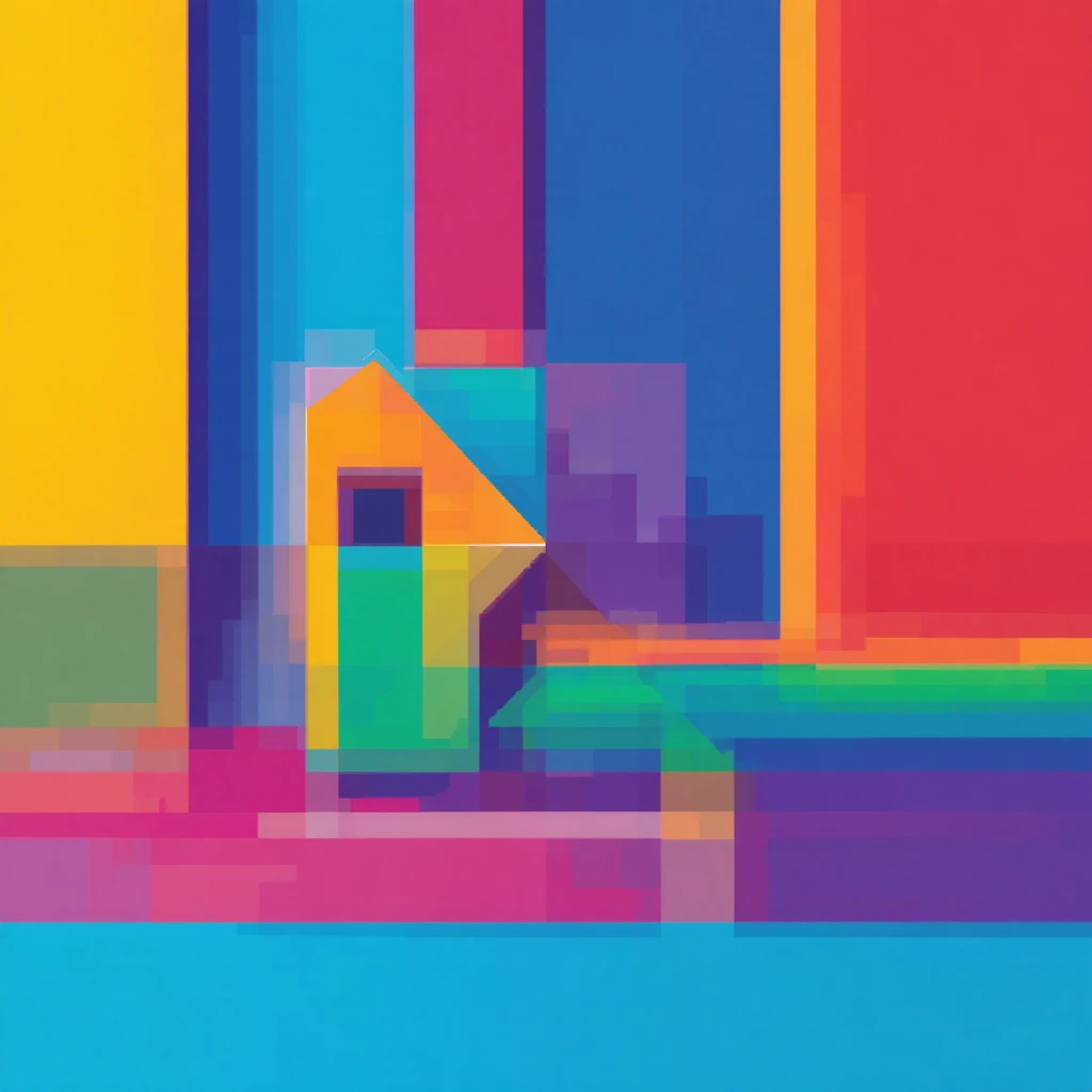 Minimalist primary color geometric shape with retro feel
