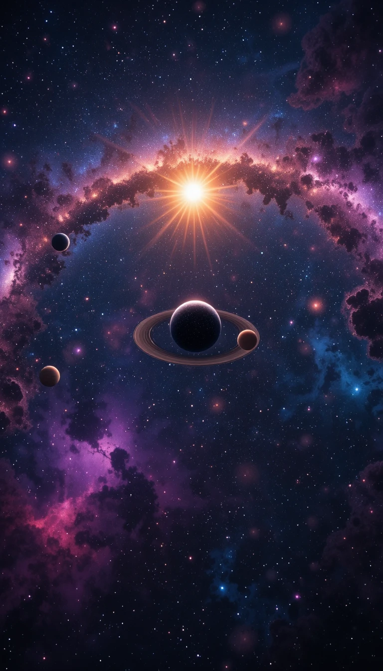 Arco Panoramico del Sistema Solare Davanti alla Via Lattea