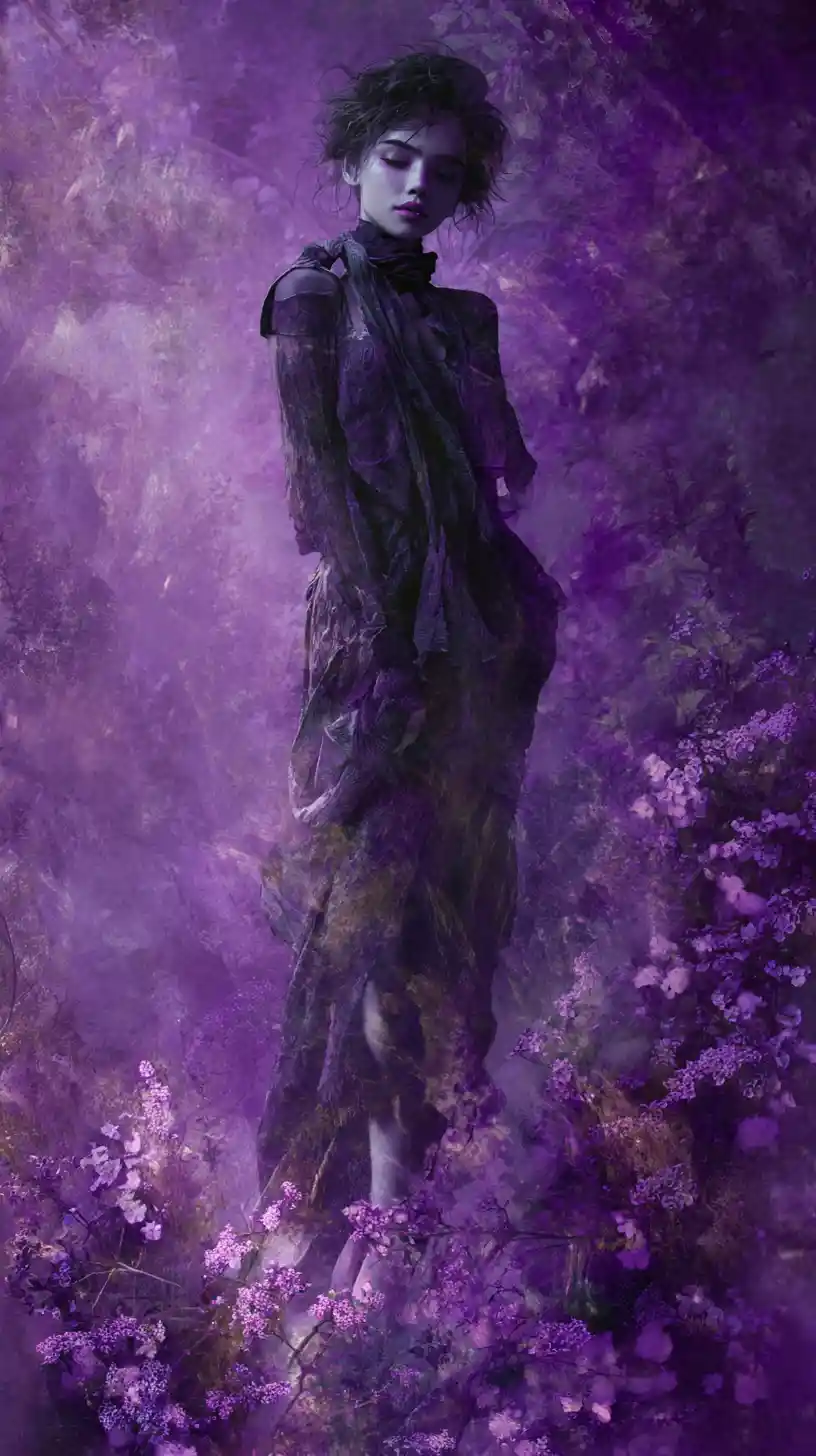 Ethereal Gothic Woman In A Painterly Digital Portrait