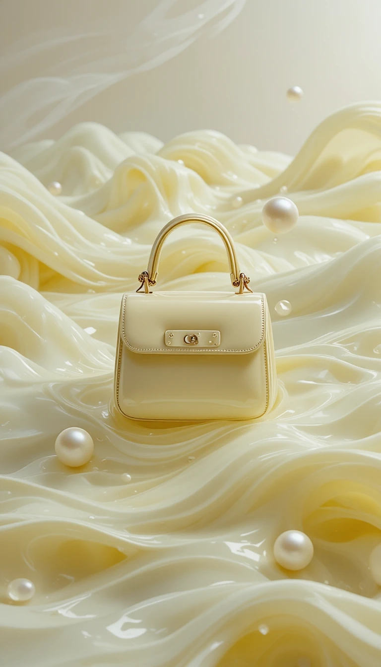 Mini borsetta su onde liquide giallo pastello lucide
