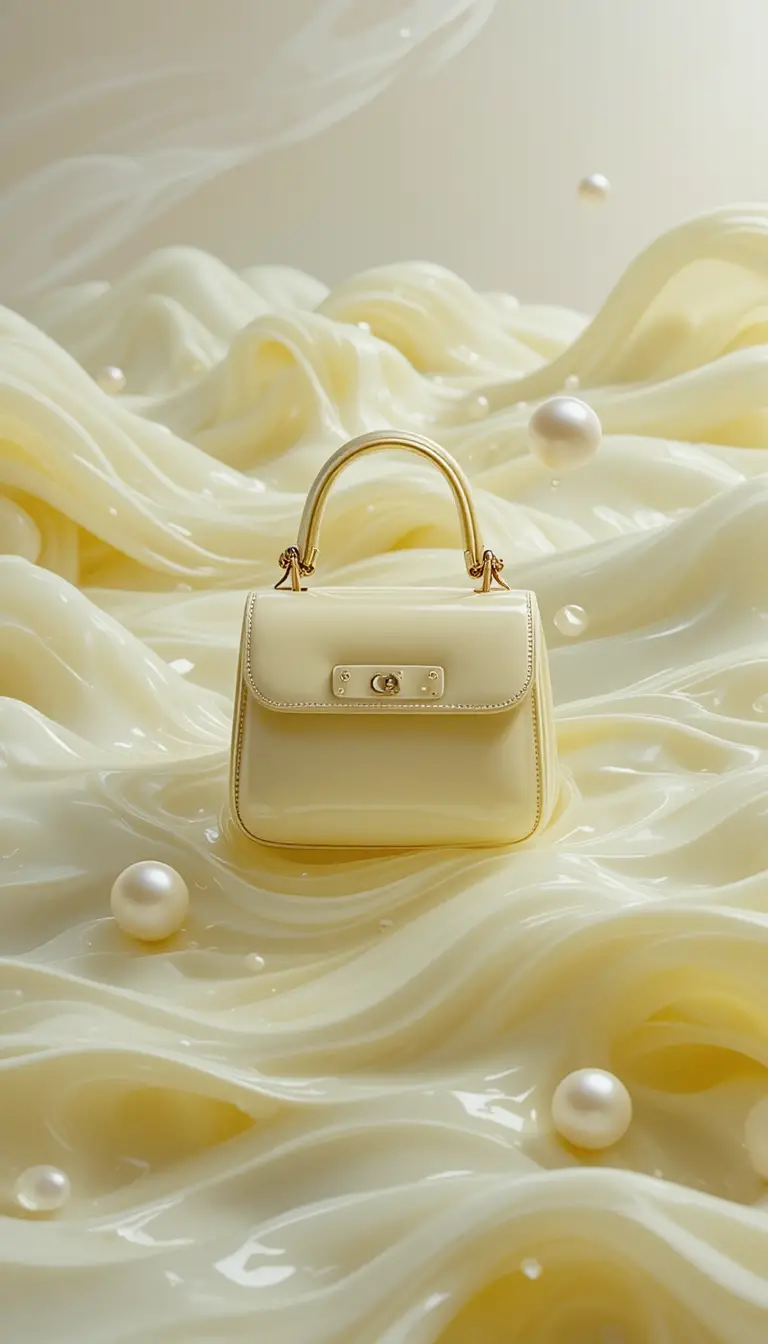 Mini borsetta su onde liquide giallo pastello lucide