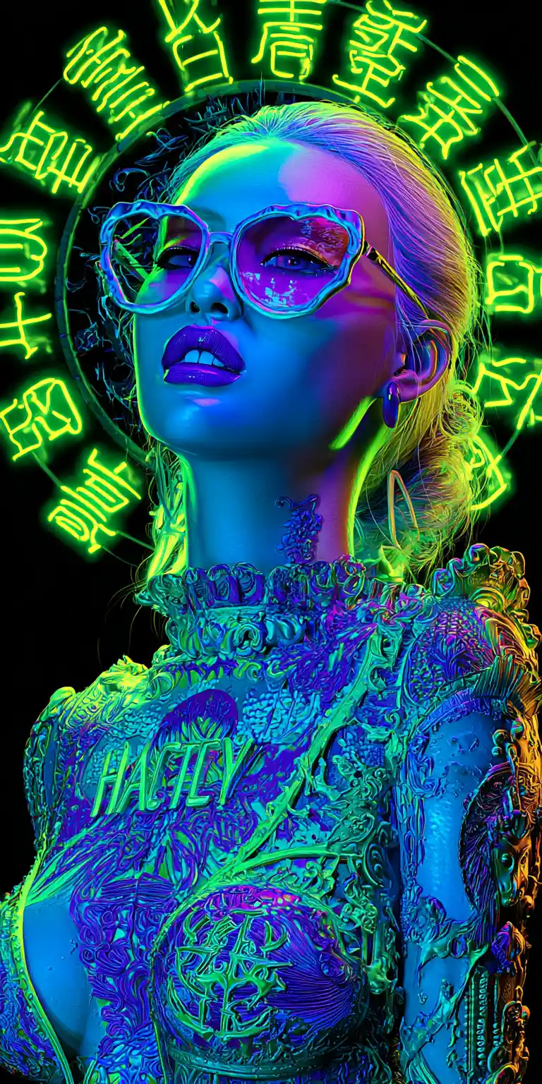 Dark femme fatale in glossy 3D illustration style