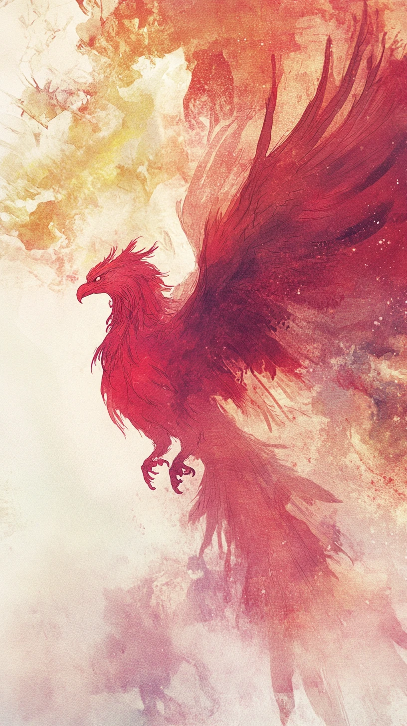 Legendary cosmic firebird in a distant sci fi universe
