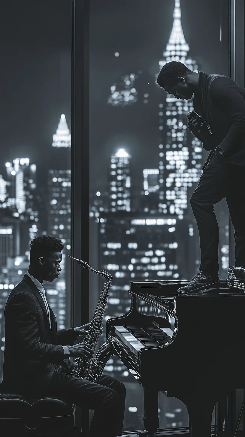 Musiciens de jazz se produisant dans un club intime la nuit
