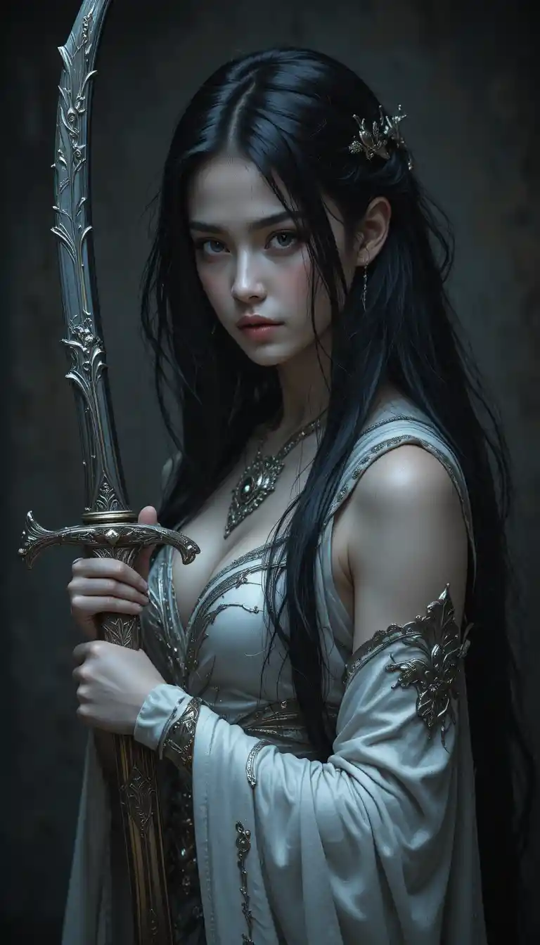 은빛 눈을 지닌 다크 엘프 검의 처녀 전사