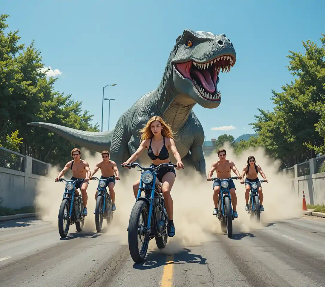 Woman posing on motorcycle in urban parking lot