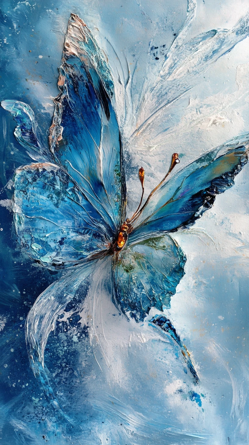 Abstrakter eisiger Schmetterling mit irisierenden Drachenschuppenflügeln