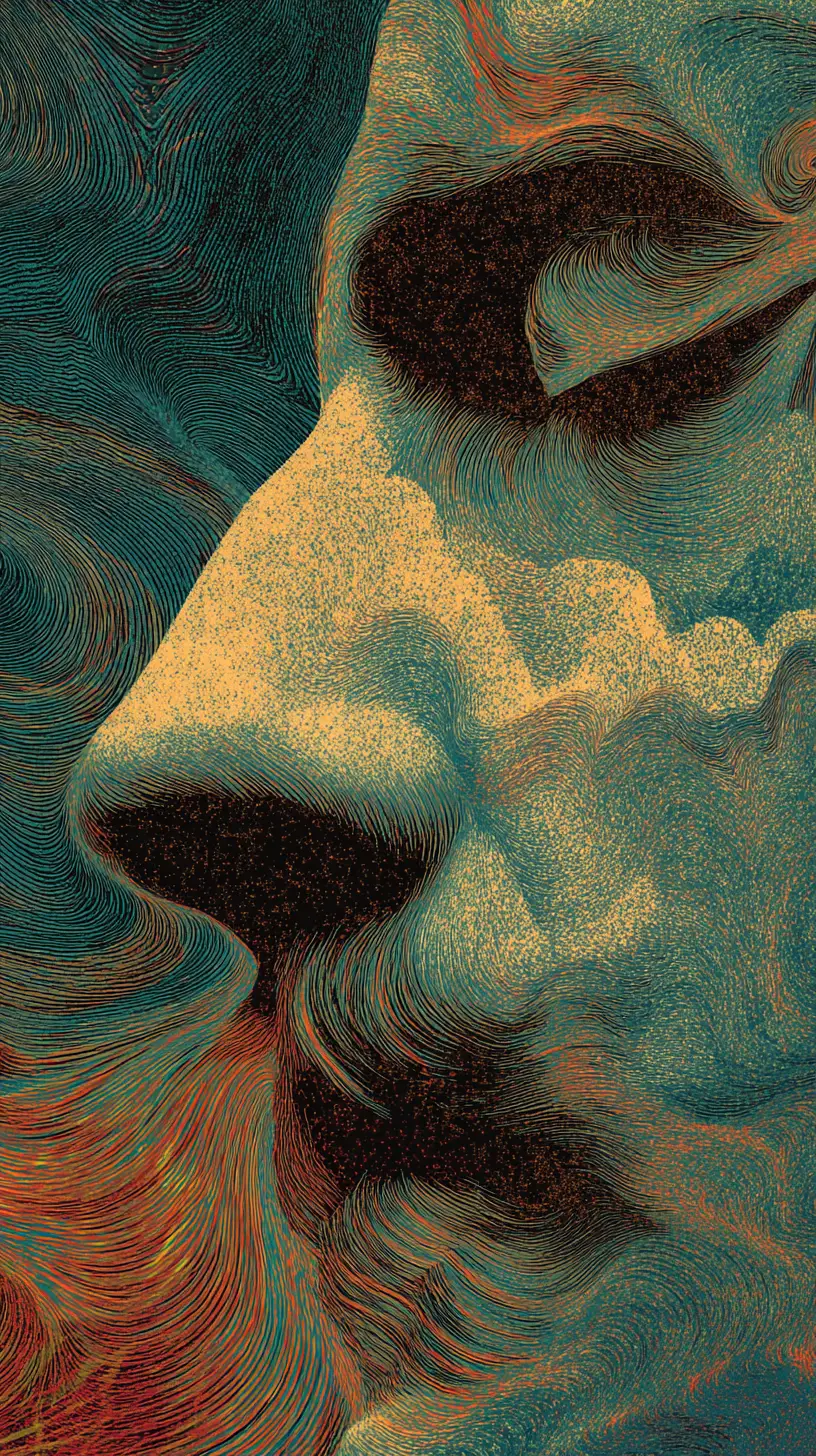 Surreal abstract forms in dark rich pop color composition