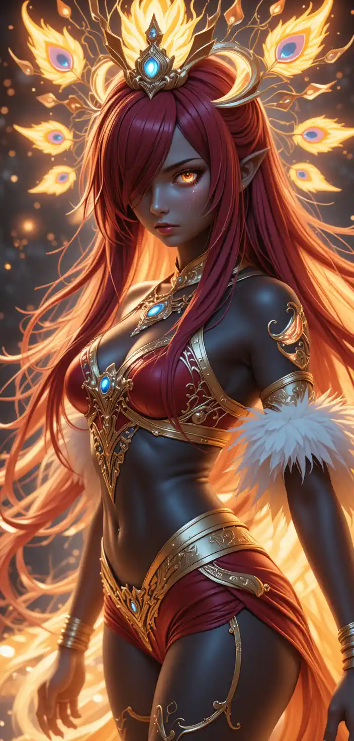Anime warrior woman with glowing guild mark tattoos
