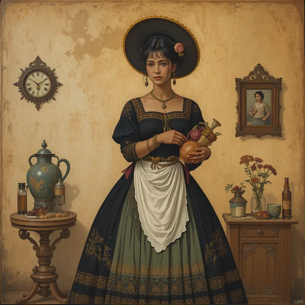 Traditionelle mexikanische Küche in der Silhouette einer Frau
