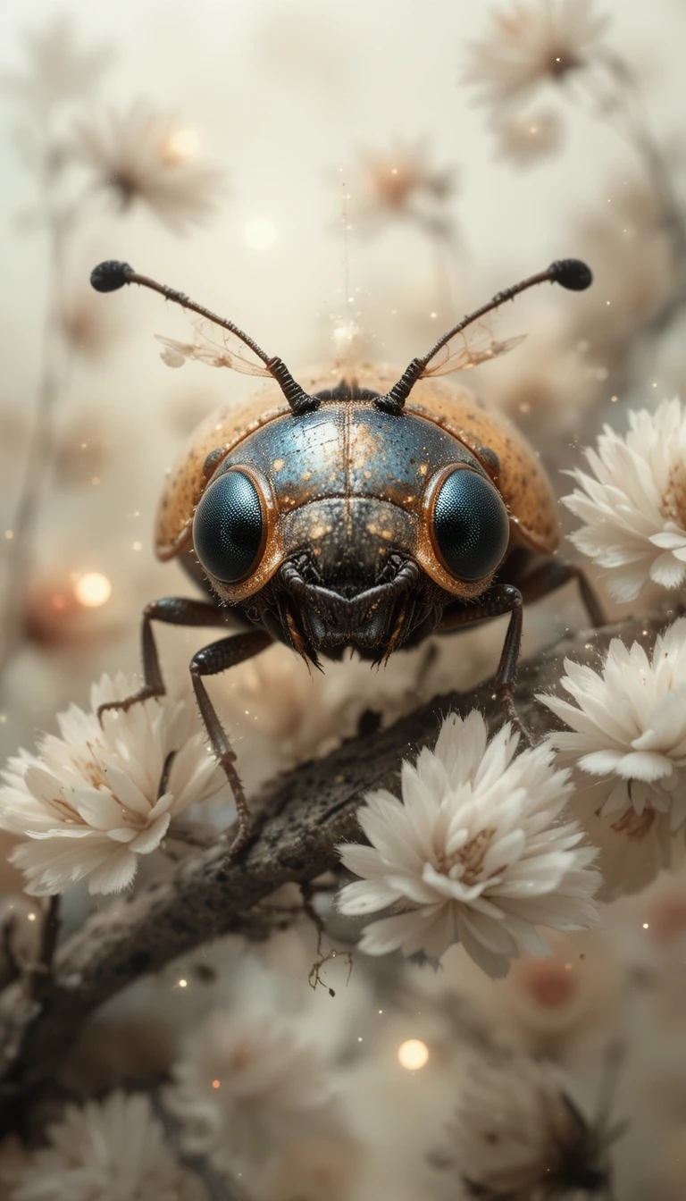 Coccinelle sereine en aquarelle aux yeux souriants et lumineux