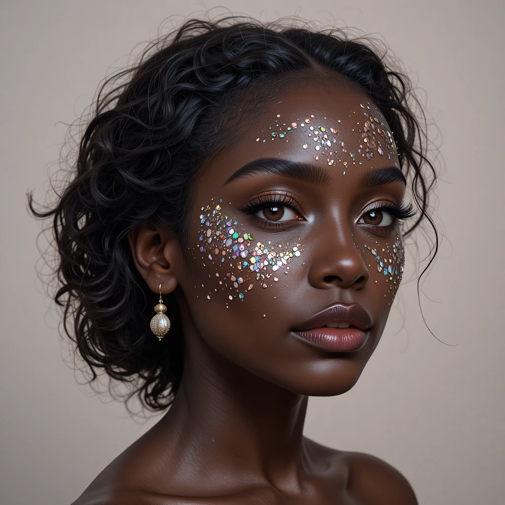 Young woman portrait with shimmering artistic face details