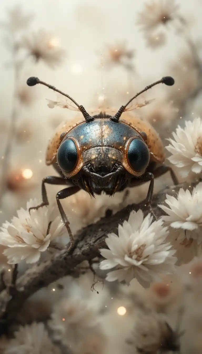 Coccinelle sereine en aquarelle aux yeux souriants et lumineux