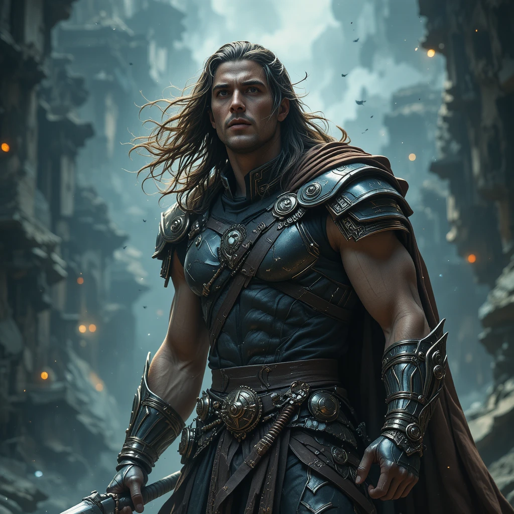 Fearless hero standing free from ancient immortal rules