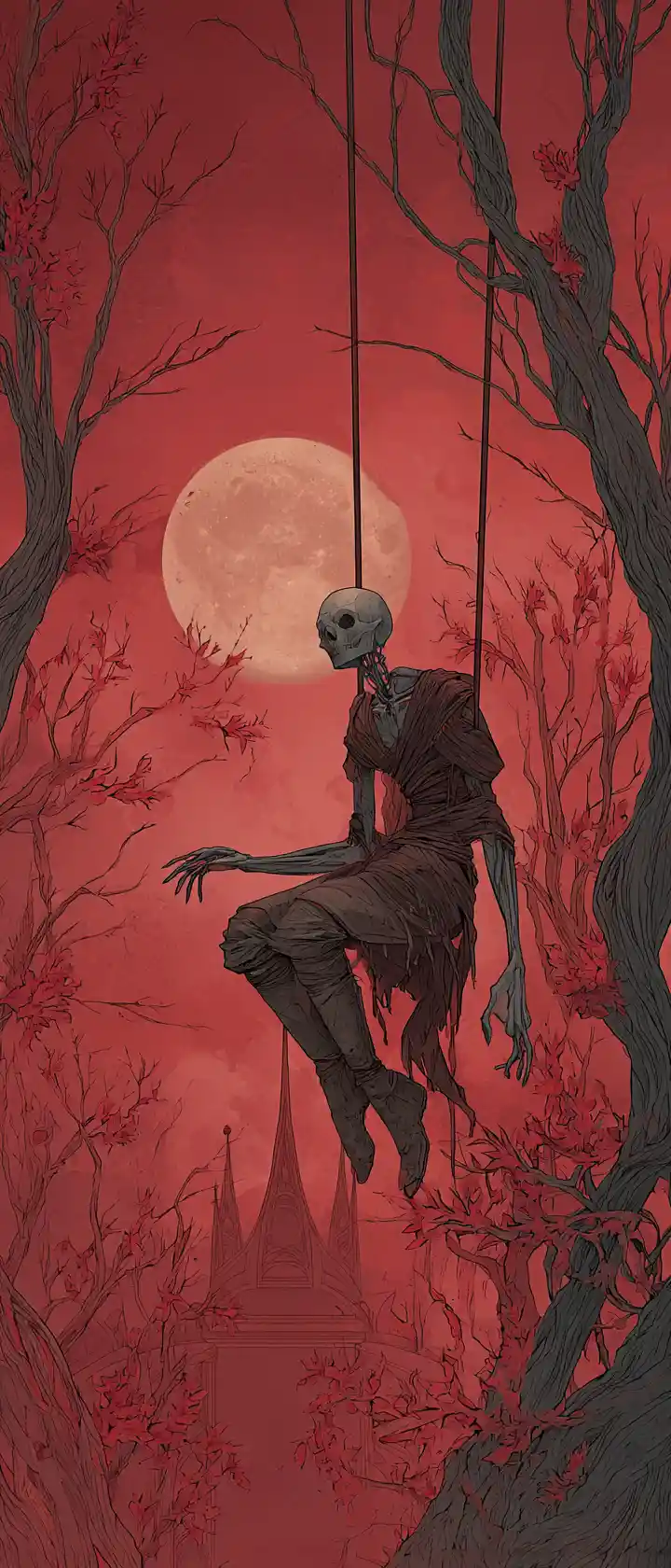 Tarot card of the hanged man emerging into three dimensions
