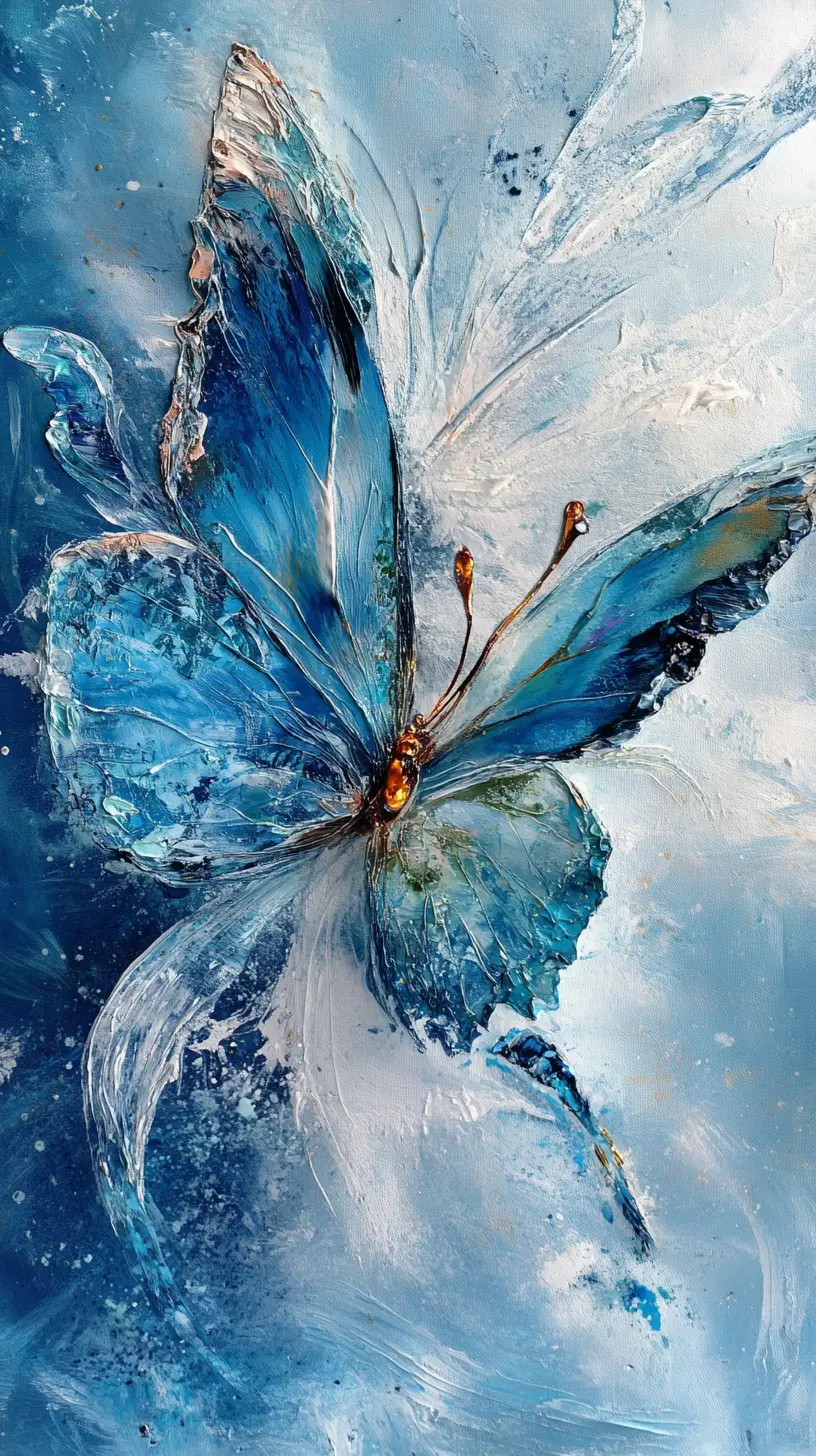 Abstract icy butterfly with iridescent dragon scale wings