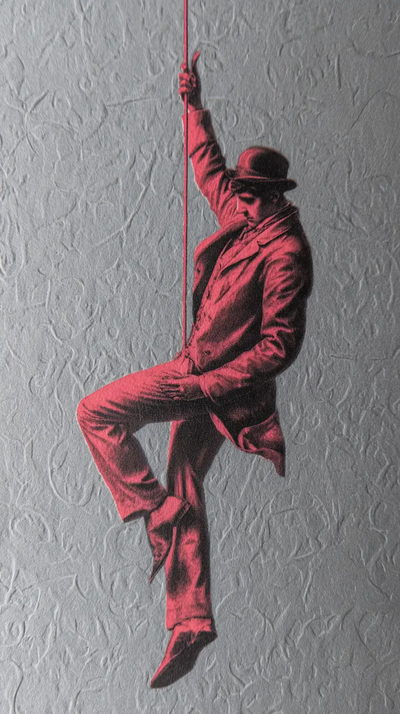 Tarot card of the hanging man emerging into three dimensional space
