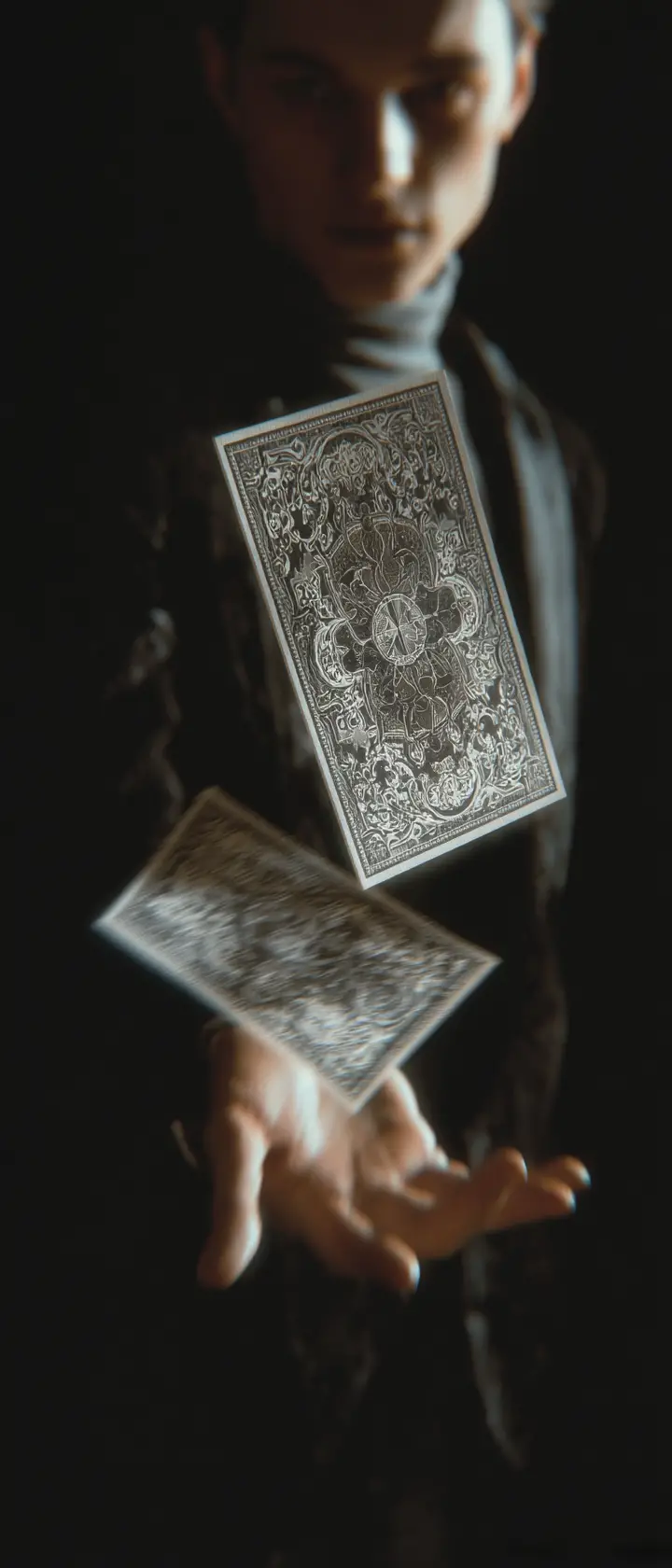 The Magician tarot card emerging from flat to three dimensional