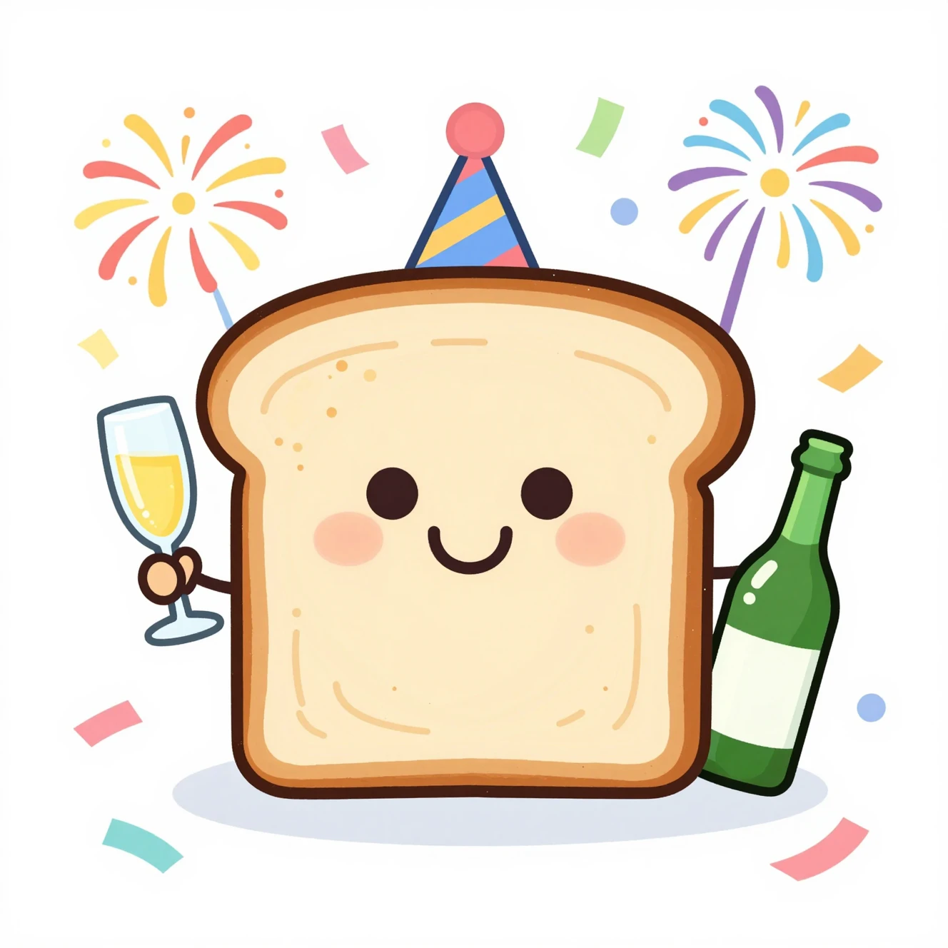 Brindisi di Toast Sorridente con Champagne e Coriandoli Colorati