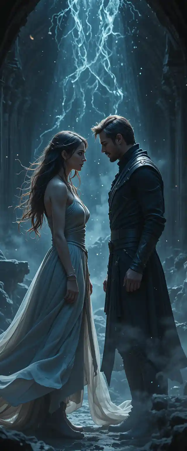 Intense confrontation between two adults in a magic chamber