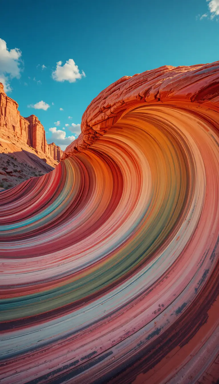 Colorful sandstone waves in an Arizona desert canyon