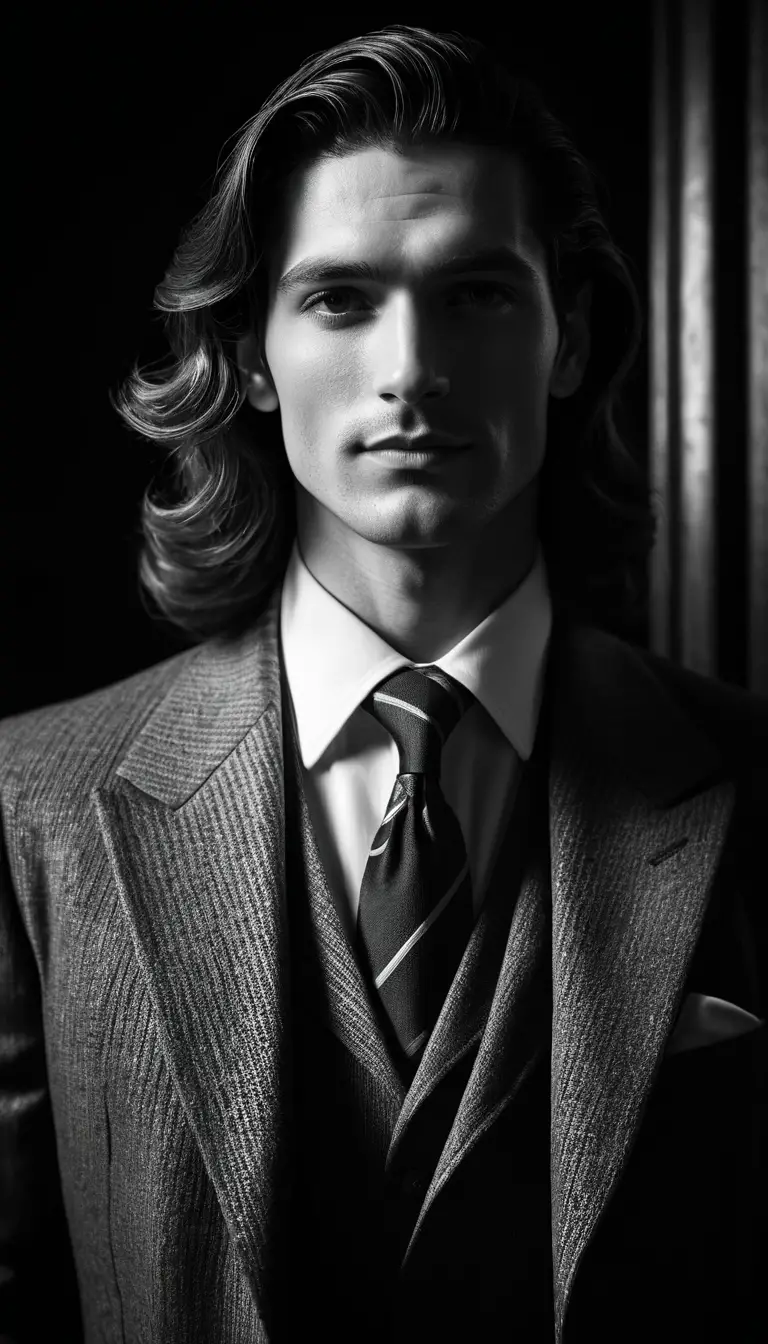 Charming European man in a classy superhero style portrait