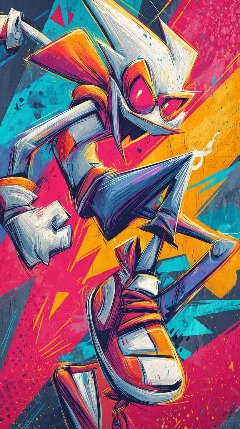 Personaggio cartoon audace in una posa dinamica ed energica