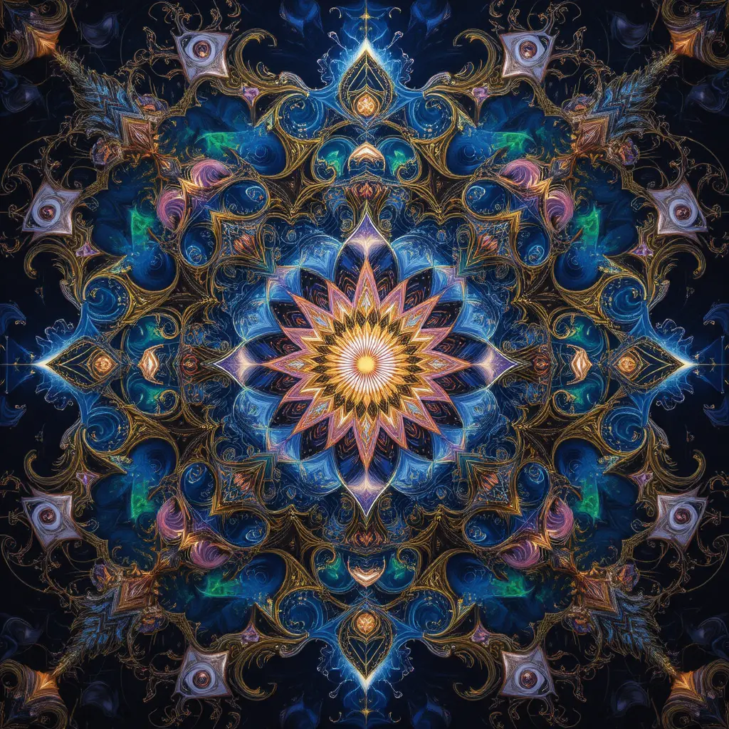 Vibrant cosmic fractal vision of divine interconnected existence