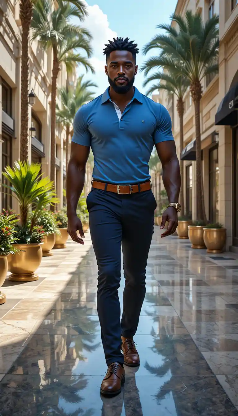 Confident Stylish Man Walking In Luxury Shopping Plaza