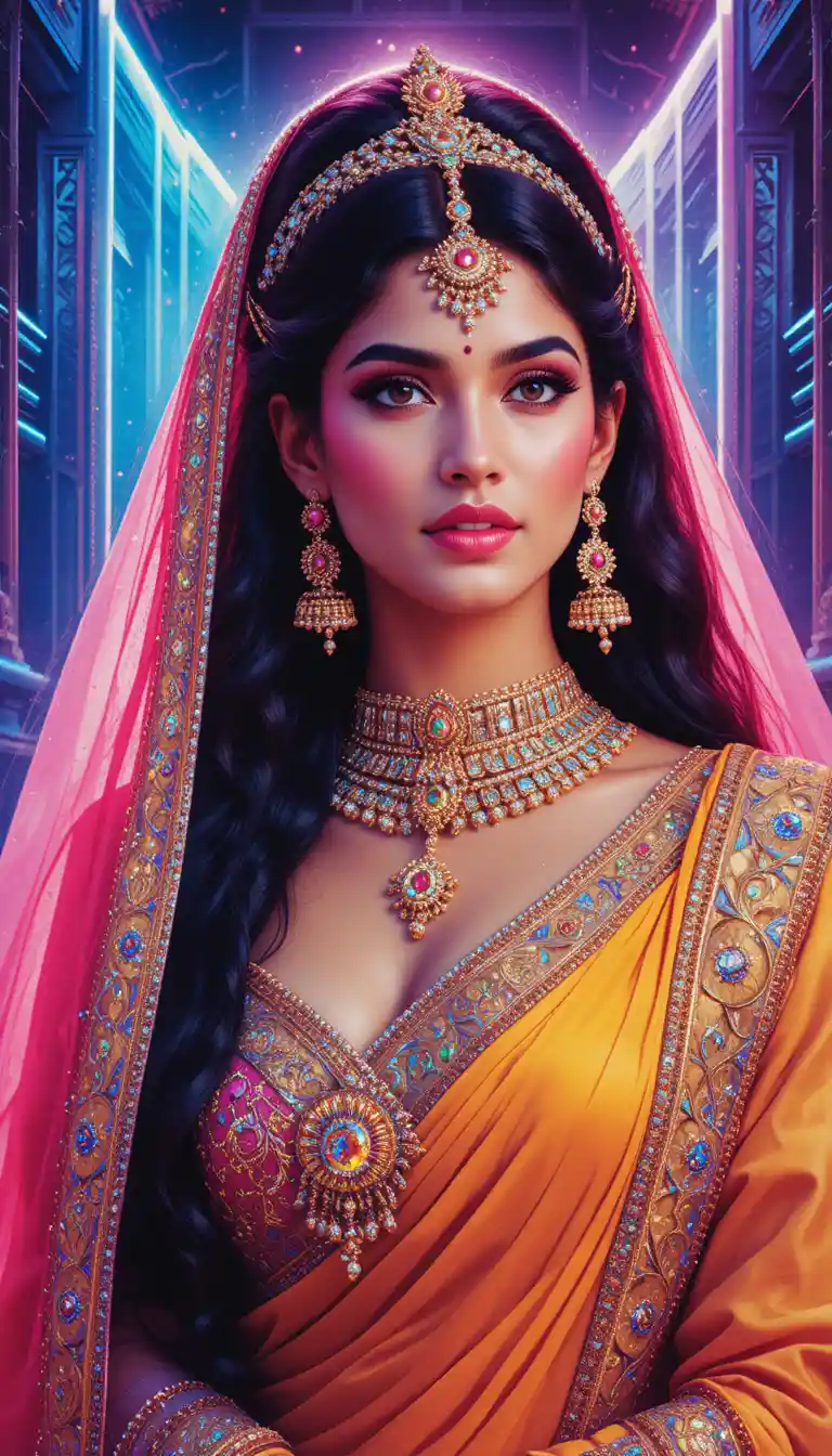 Bold 1980s Bollywood poster of glamorous Indian actress